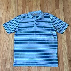 Callaway Polo Shirt Mens Large Blue Striped Casual Golf Outdoors Hiking